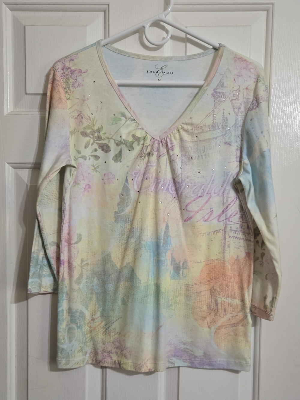 Emma James Pastel Floral V-Neck Women's Top - Multi
